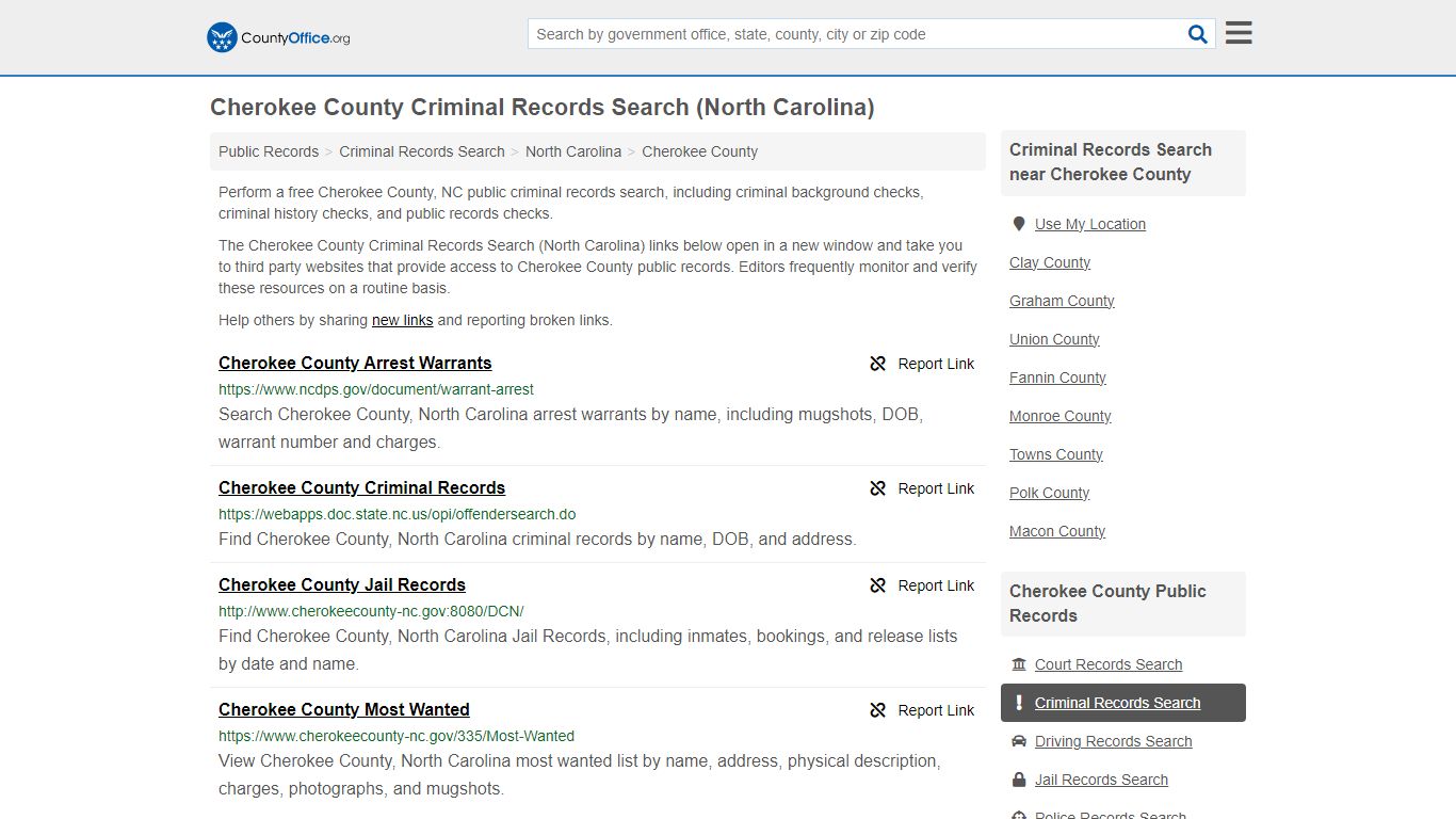 Criminal Records Search - Cherokee County, NC (Arrests, Jails & Most ...